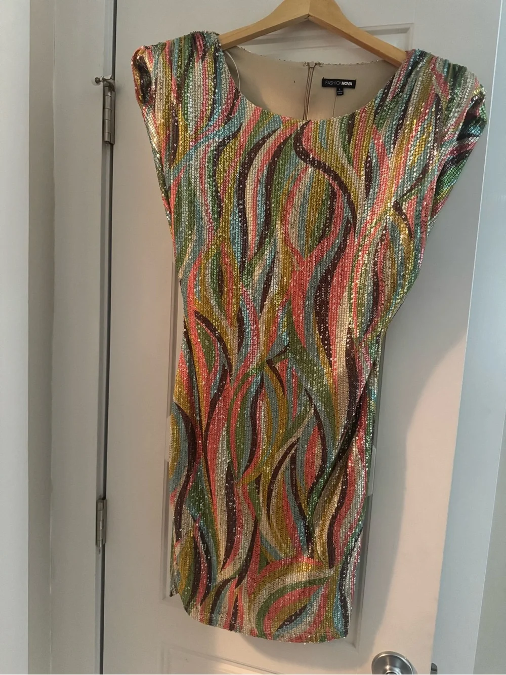 Fashion Nova Multicolor Sequin Cap-Sleeve Mini Dress - Picture 1 of 2